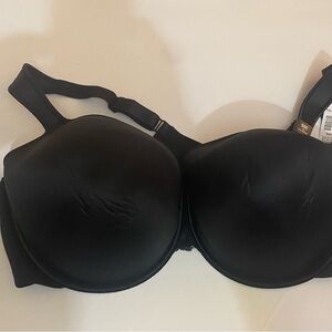 Black Full-Coverage Bra with Adjustable Straps